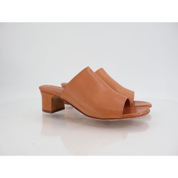Mansur Gavriel Sun Slide Sandal Mule Size 36 EU 6 US Brown Leather Block Heel - Picture 1 of 13